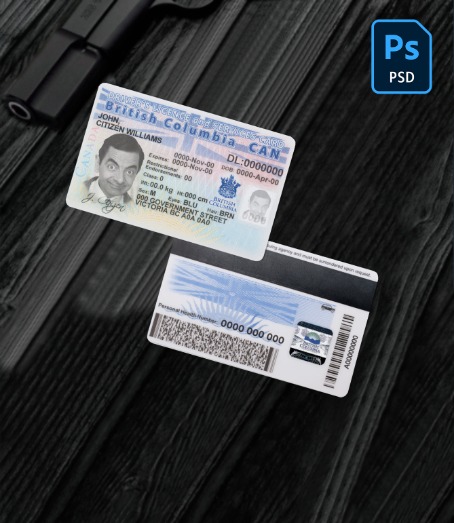 Canada province British Columbia driving license PSD